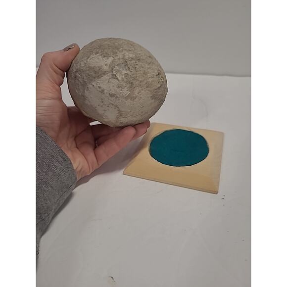 Owl Figurine Stone Primitive on Wooden Base Table Top Statue Gray - Picture 7 of 9